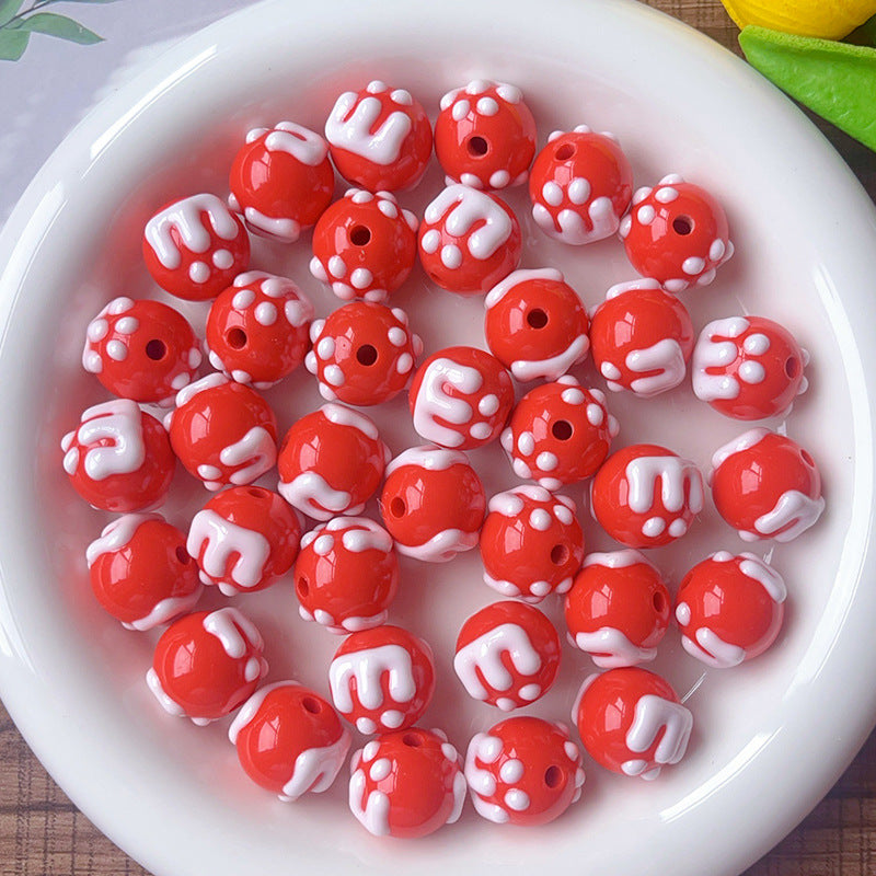 Wholesale 10pcs/pack Cream acrylic through-hole loose beads